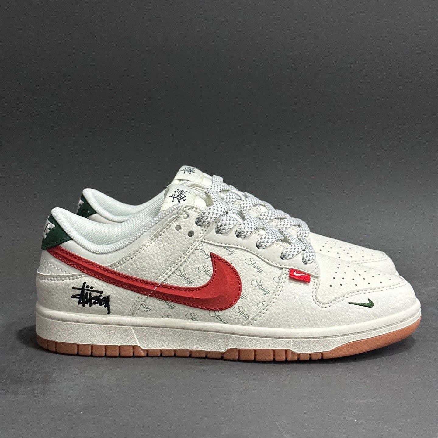 Dunk Low SB x Stussy 'Cream/Red' Customs