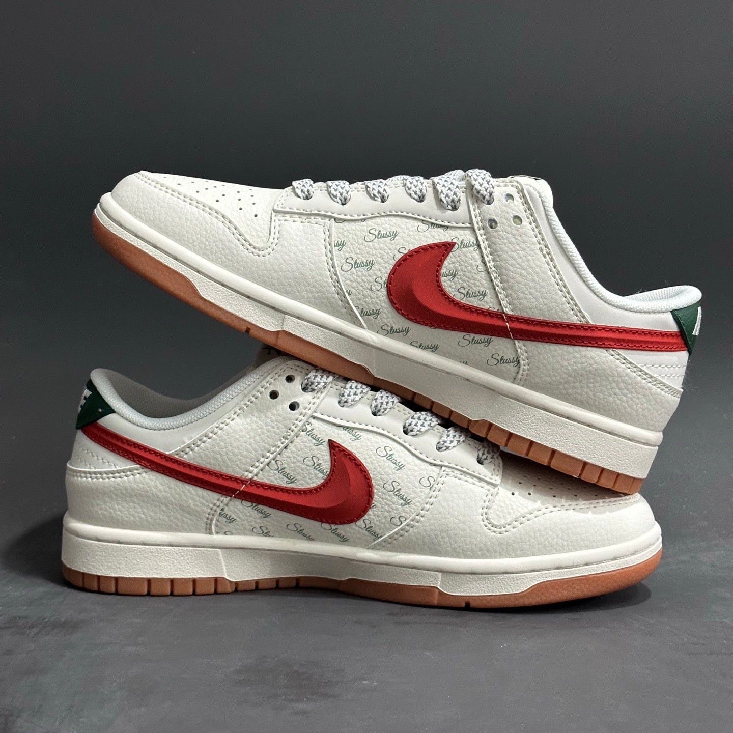 Dunk Low SB x Stussy 'Cream/Red' Customs