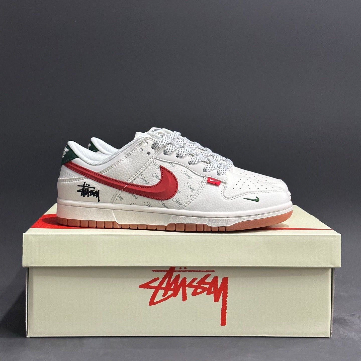 Dunk Low SB x Stussy 'Cream/Red' Customs