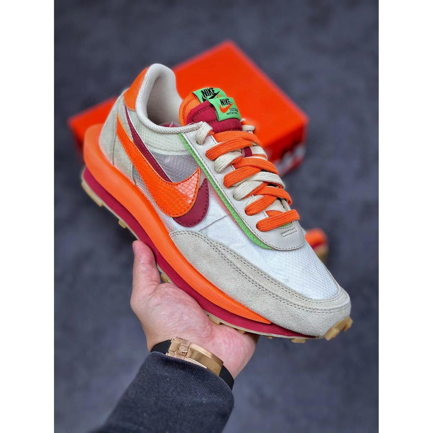 Sacai x LDWaffle x Clot 'Net Orange Blaze'