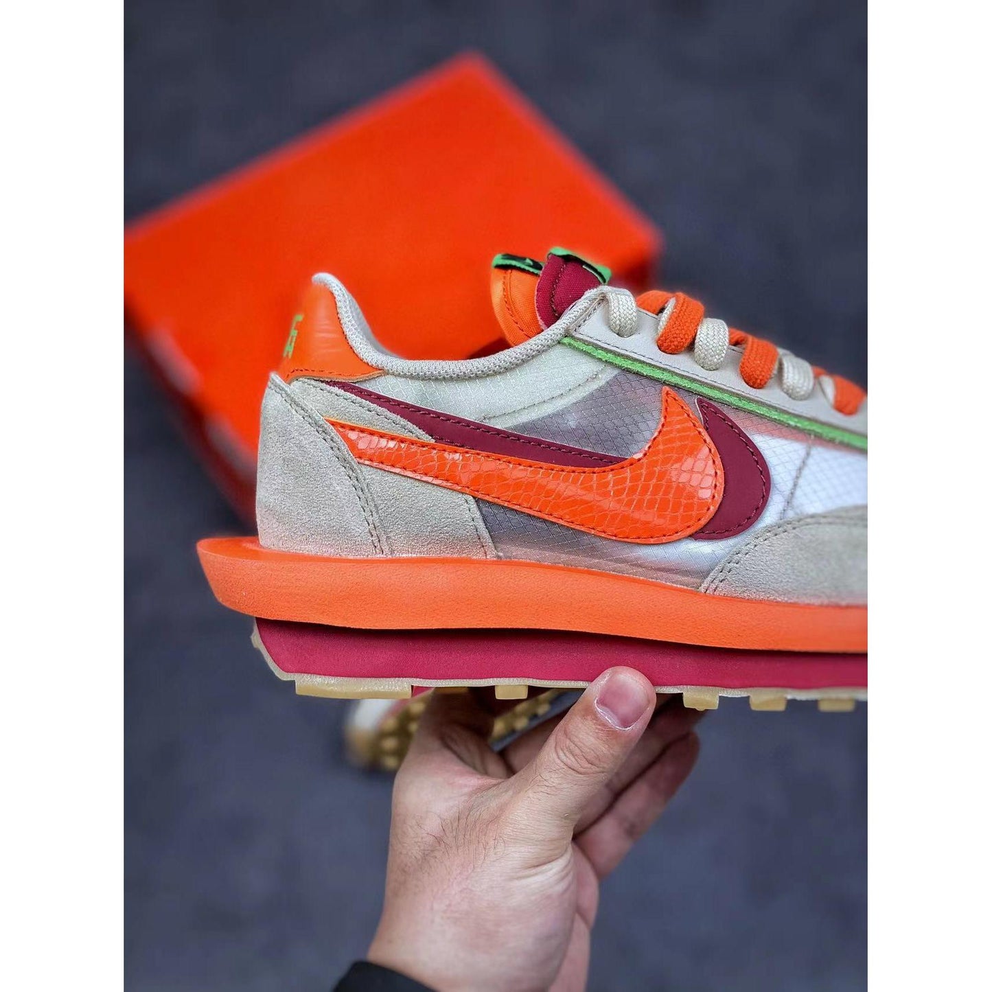 Sacai x LDWaffle x Clot 'Net Orange Blaze'