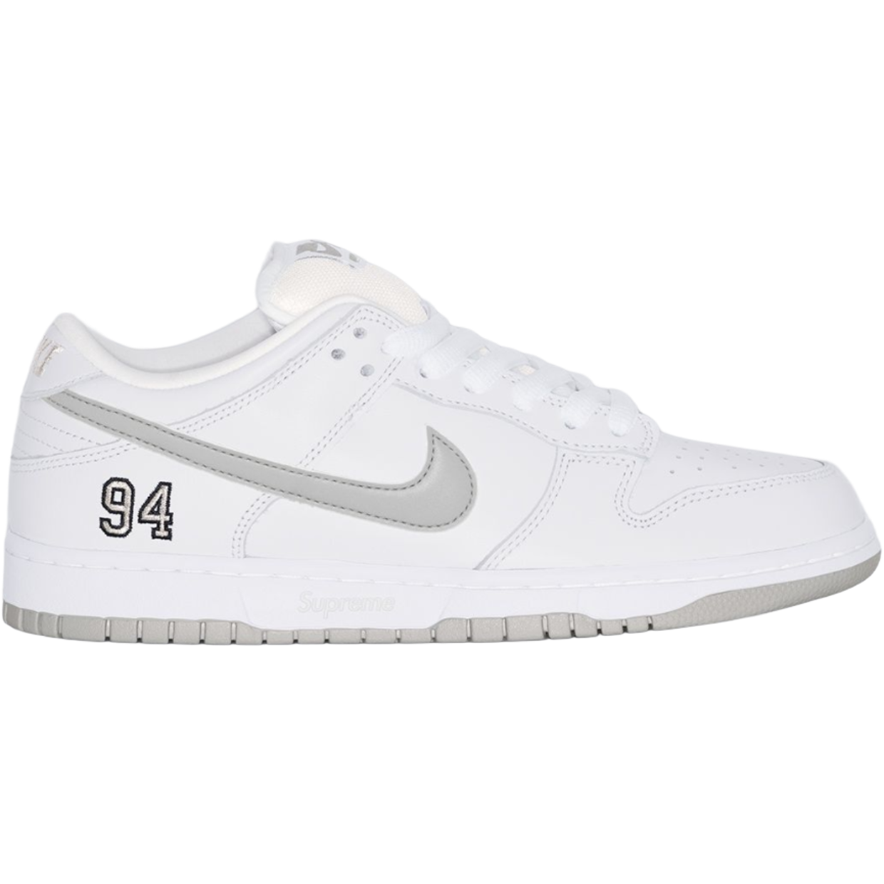 Dunk Low SB x Supreme 'White Metalic Silver'