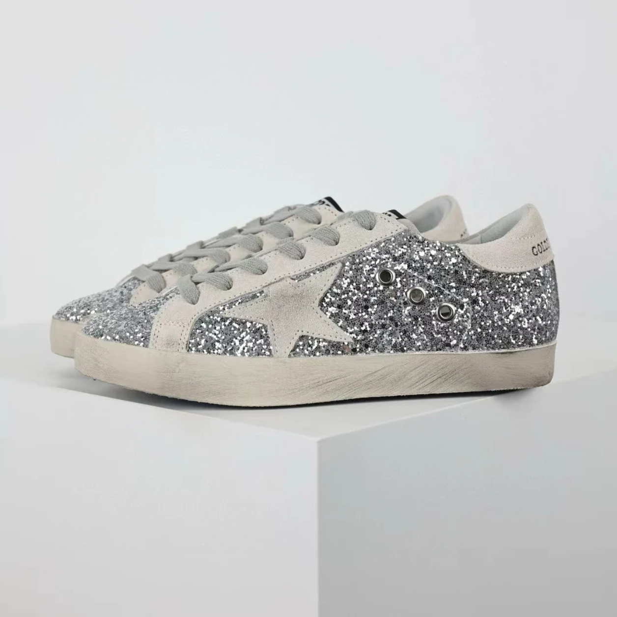 GG 'Ball-Star Suede Star Grey Heel Tab Glitter Base'