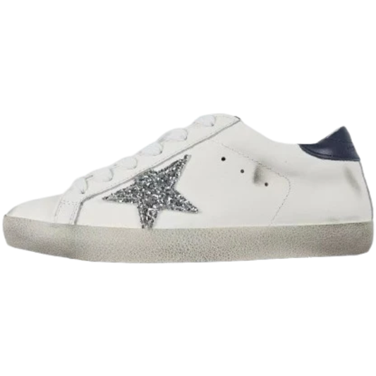 GG 'Super-Star Glitter Silver Star Navy Heel Tab'