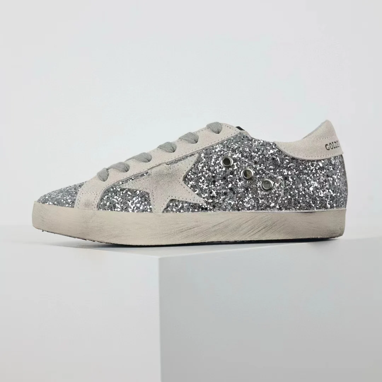 GG 'Ball-Star Suede Star Grey Heel Tab Glitter Base'