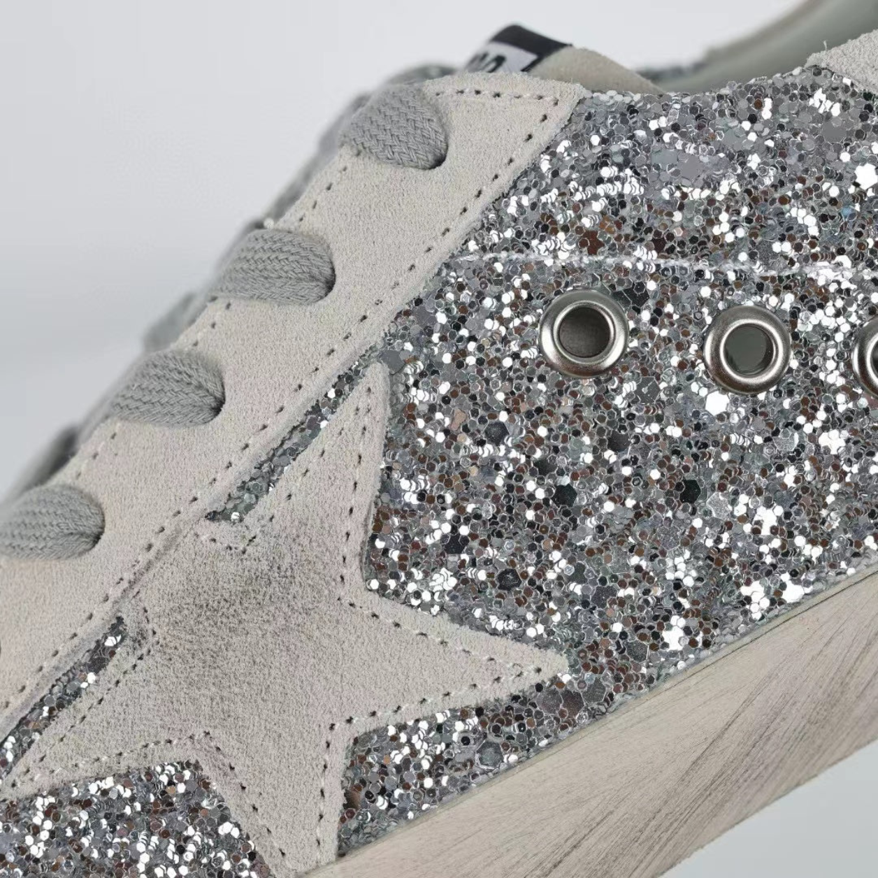 GG 'Ball-Star Suede Star Grey Heel Tab Glitter Base'