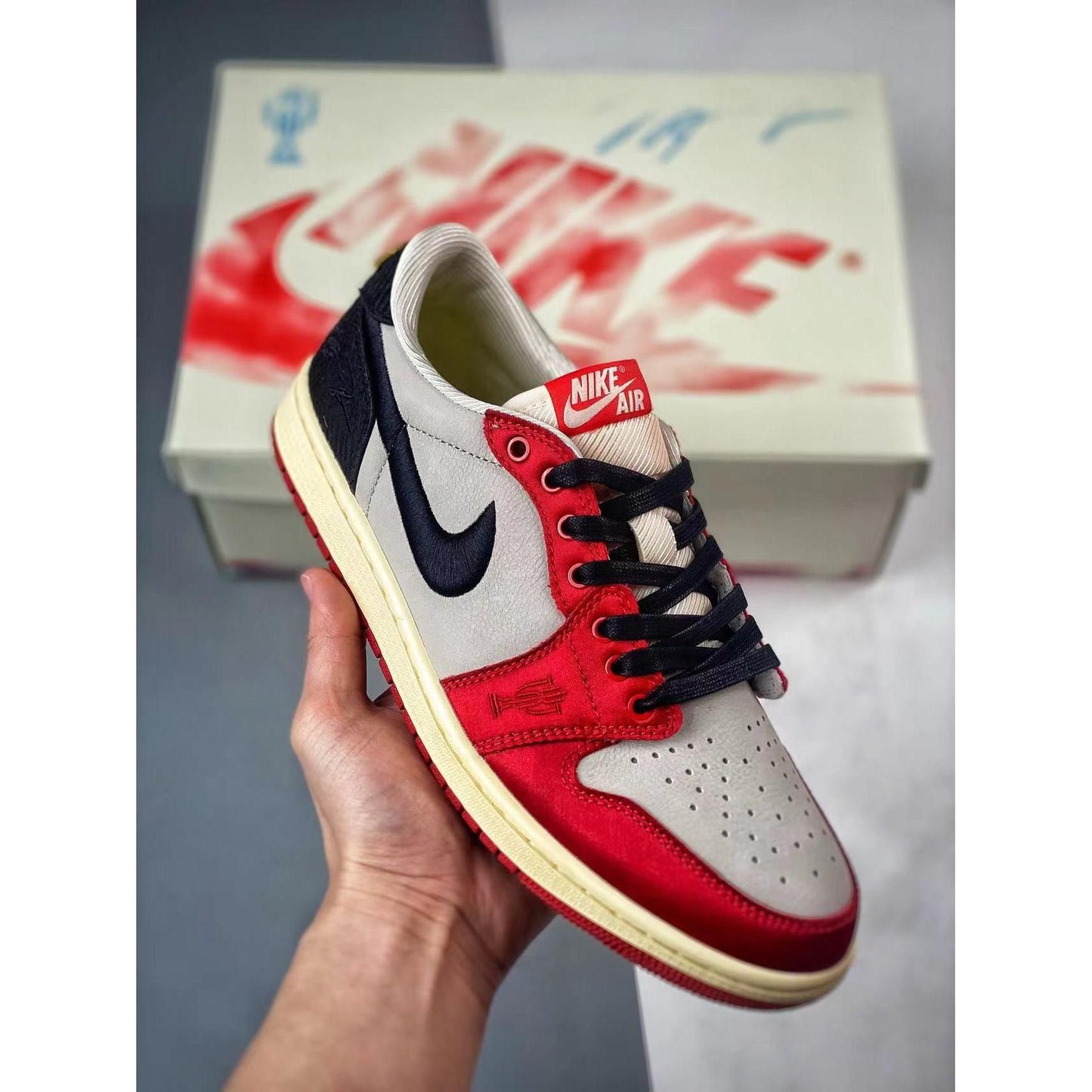 AJ 1 Low x Trophy Room 'Rookie Card - Away'