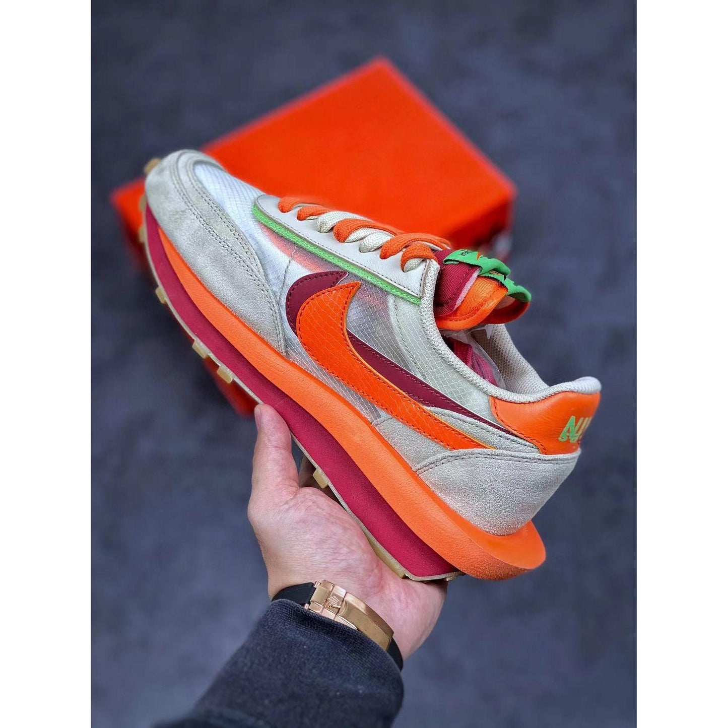 Sacai x LDWaffle x Clot 'Net Orange Blaze'