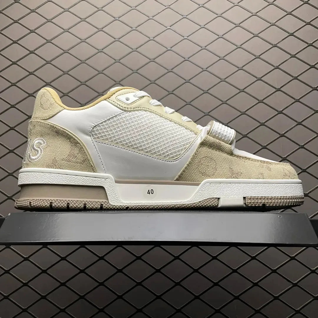 LV Trainer Velcro Strap 'Beige Monogram Denim'