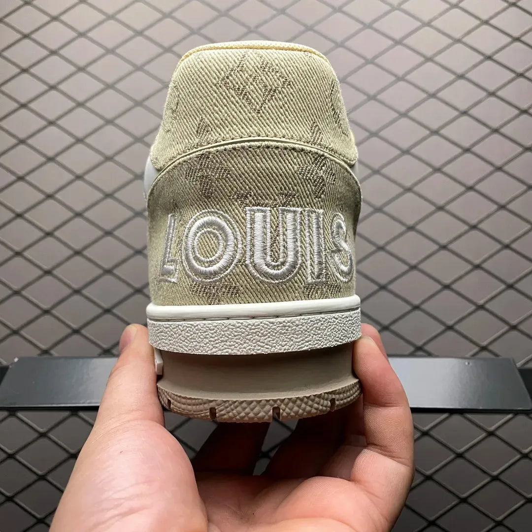 LV Trainer Velcro Strap 'Beige Monogram Denim'