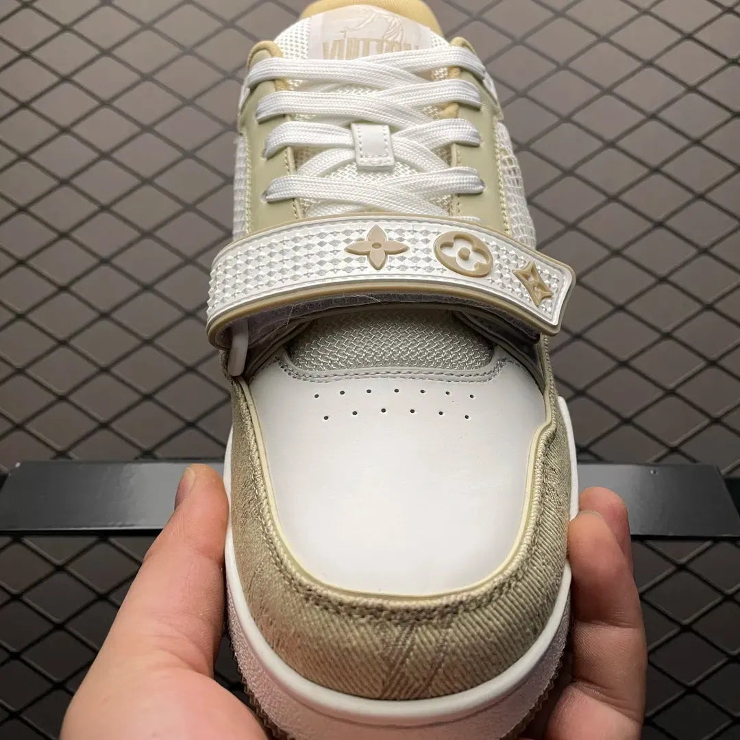 LV Trainer Velcro Strap 'Beige Monogram Denim'