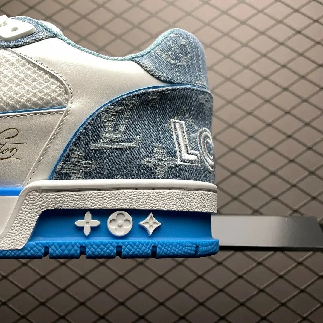 LV Trainer Velcro Strap 'Light Blue Monogram Denim'