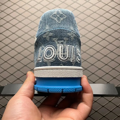 LV Trainer Velcro Strap 'Light Blue Monogram Denim'