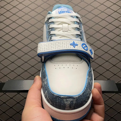 LV Trainer Velcro Strap 'Light Blue Monogram Denim'