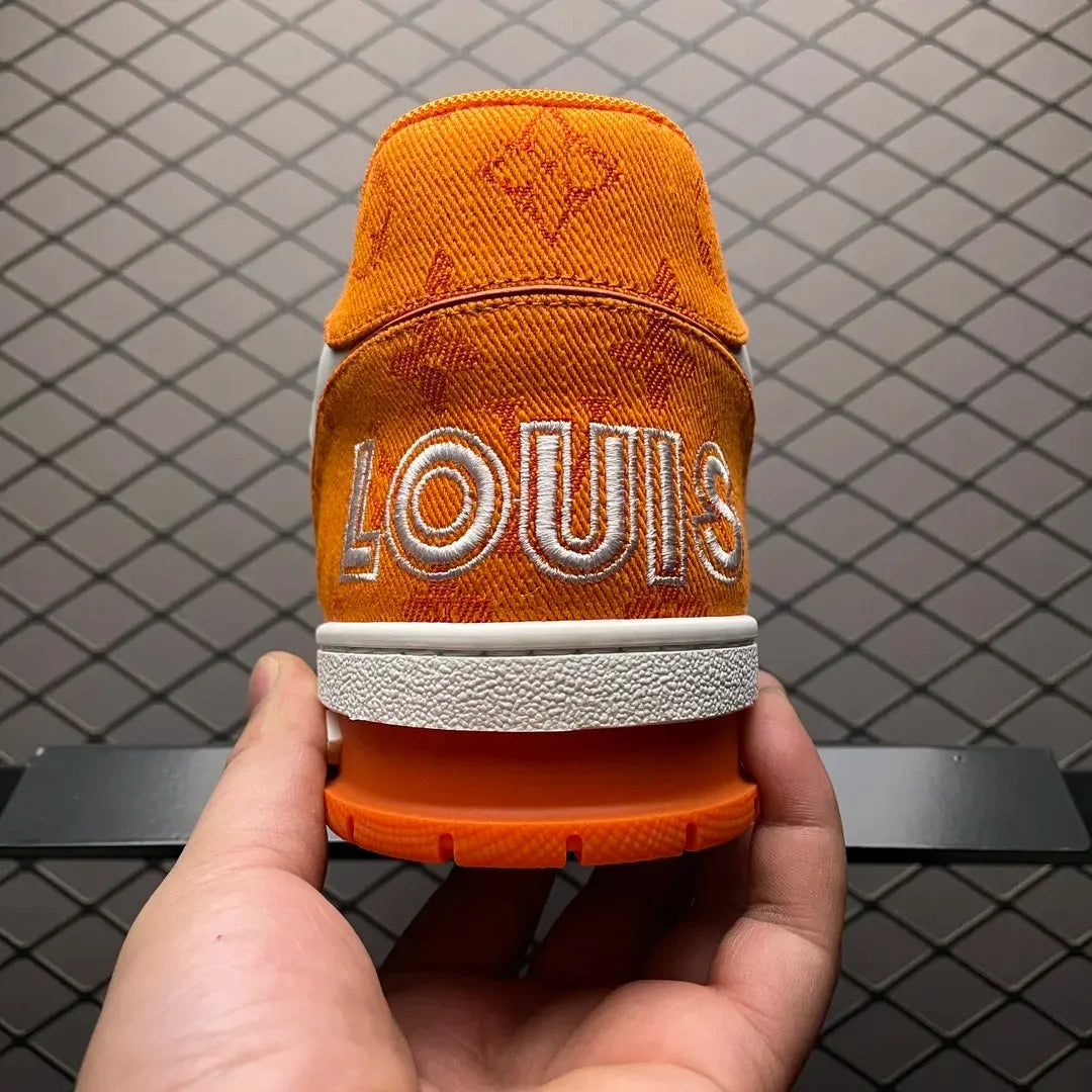 LV Trainer Velcro Strap 'Orange Monogram Denim'