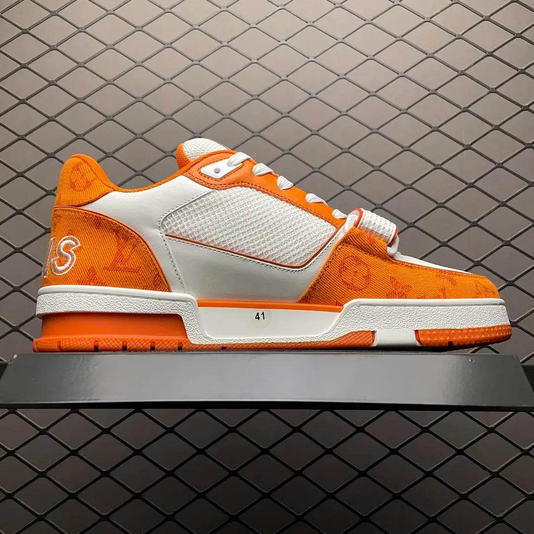 LV Trainer Velcro Strap 'Orange Monogram Denim'