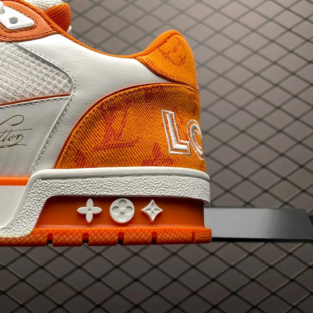 LV Trainer Velcro Strap 'Orange Monogram Denim'