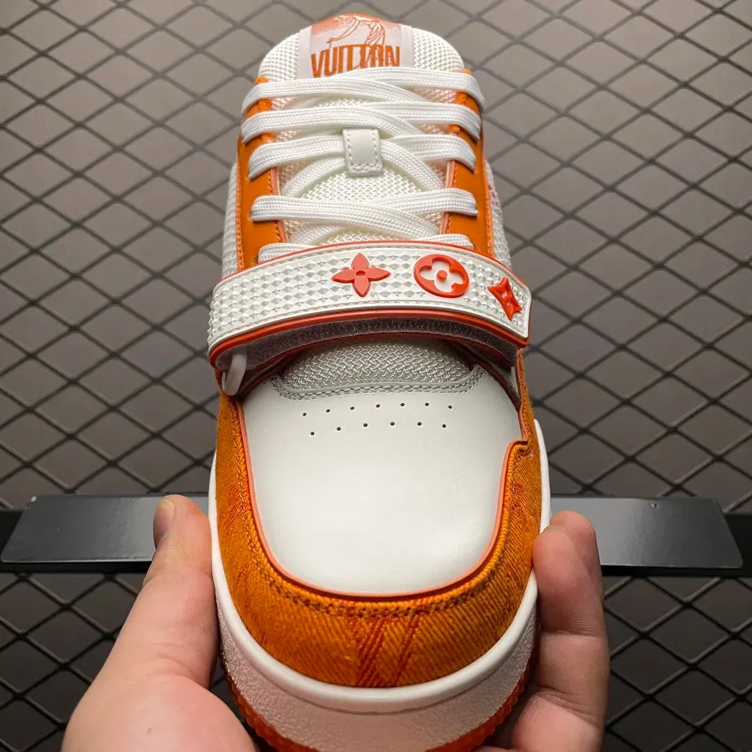 LV Trainer Velcro Strap 'Orange Monogram Denim'