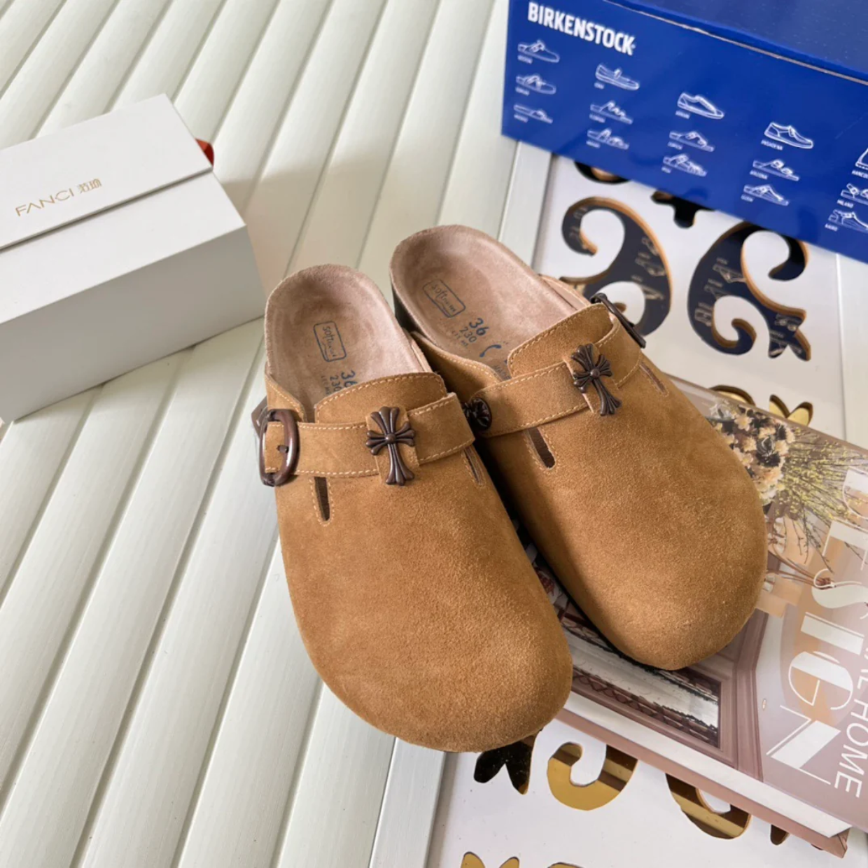 Chrome Hearts x Birkenstocks 'Tan' - Image 10