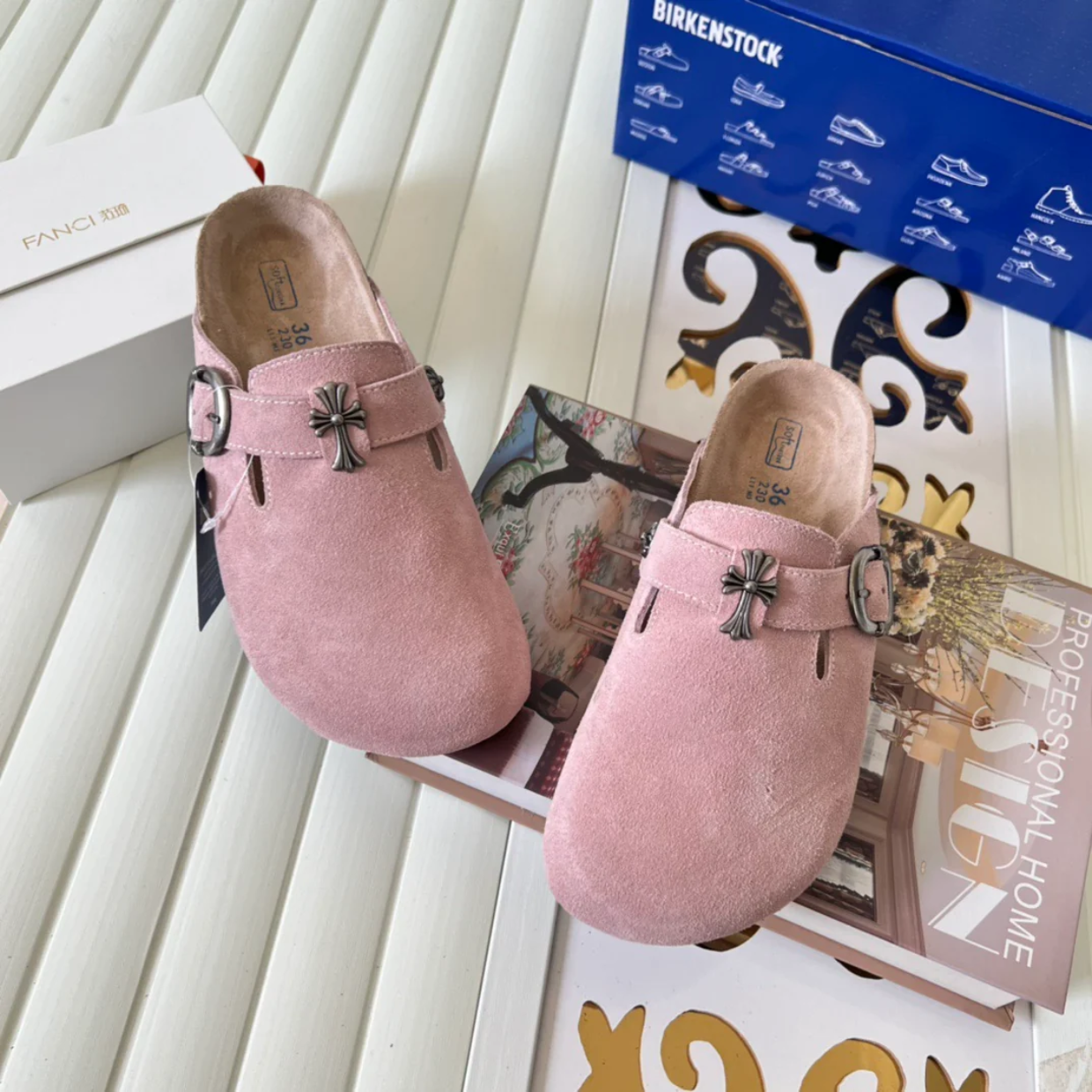 Chrome Hearts x Birkenstocks 'Shy Pink' - Image 4