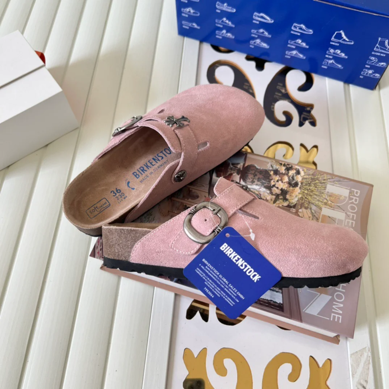 Chrome Hearts x Birkenstocks 'Shy Pink' - Image 5