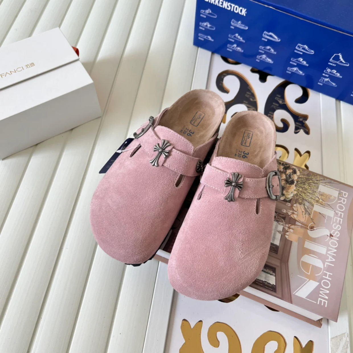 Chrome Hearts x Birkenstocks 'Shy Pink' - Image 6