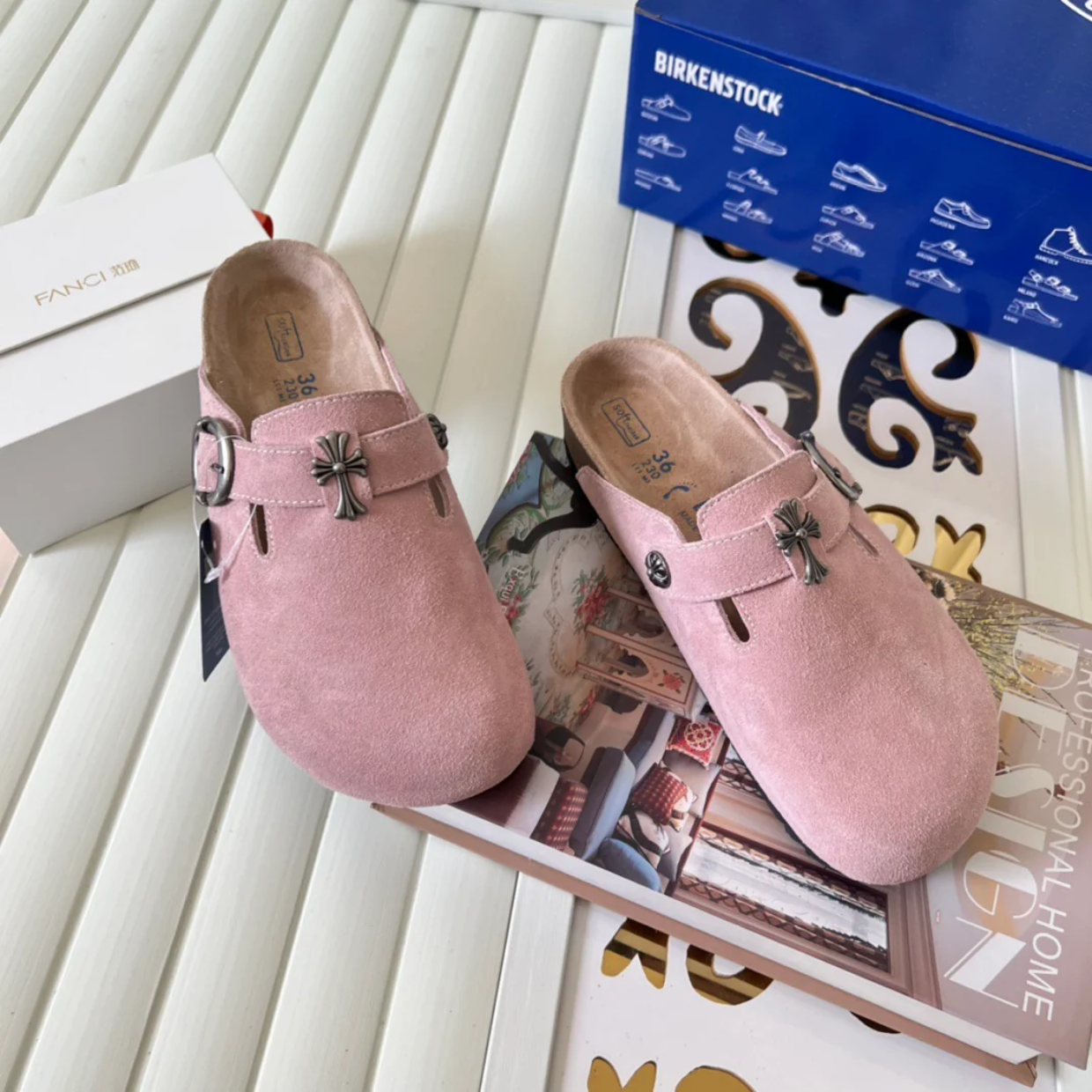 Chrome Hearts x Birkenstocks 'Shy Pink' - Image 8