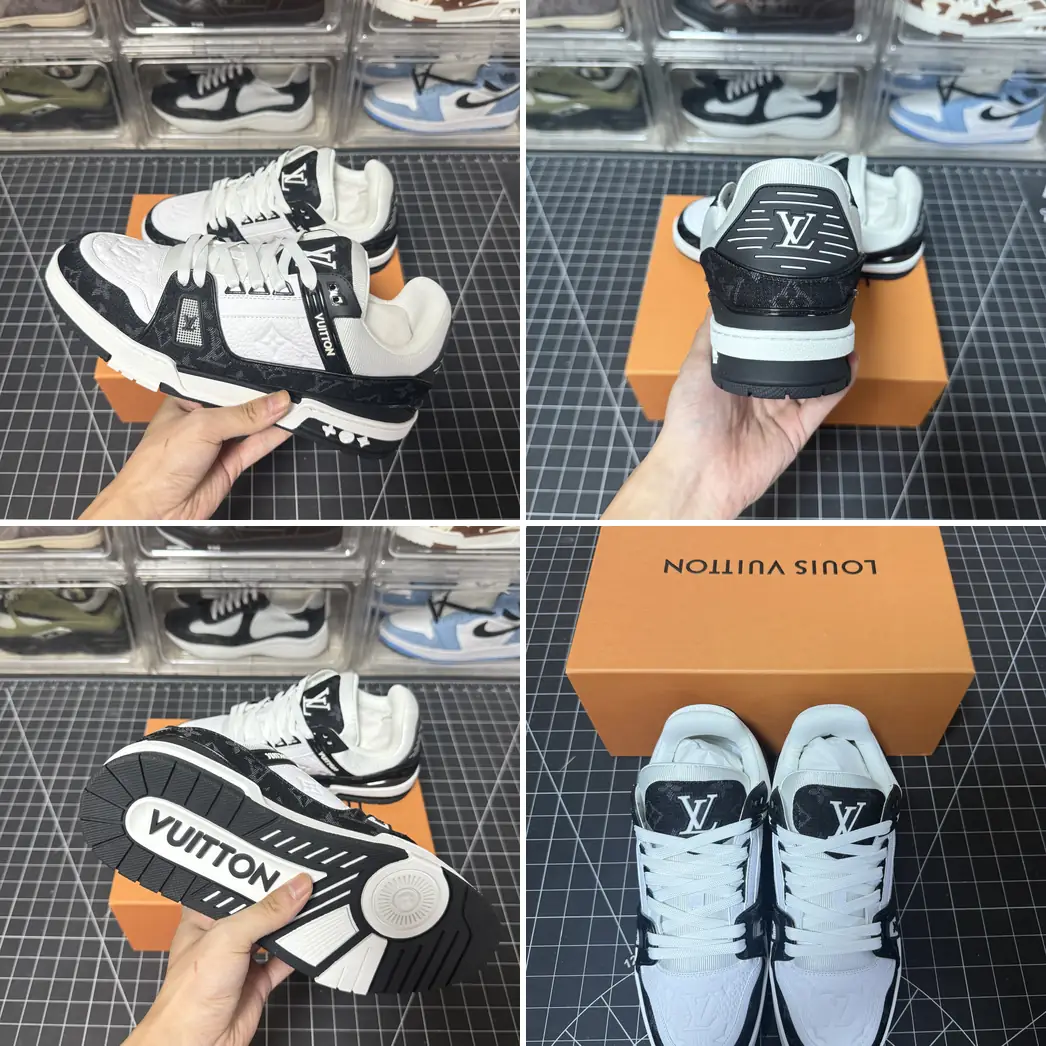 QC photos of LV Trainer 'Black Embossed Monogram'