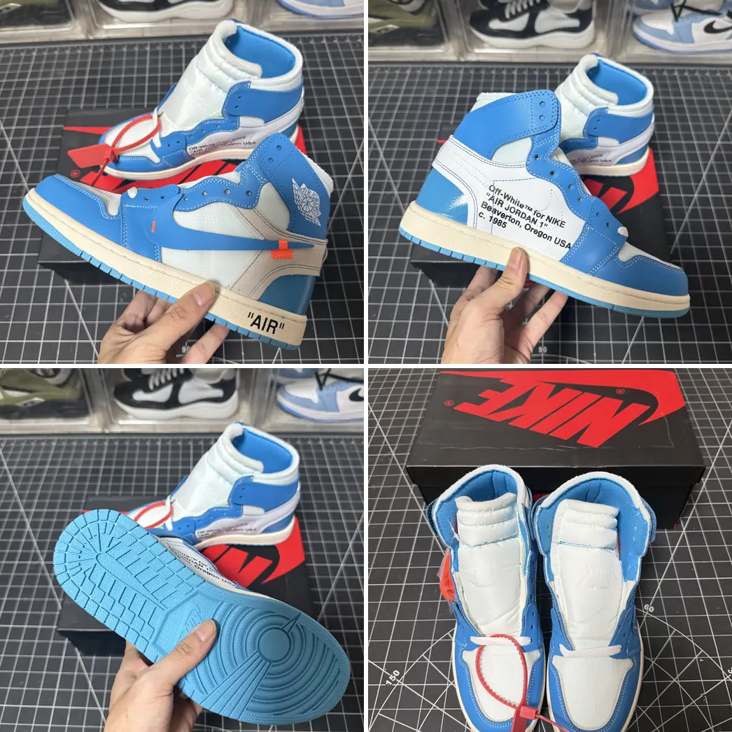 QC photos of AJ 1 Retro High OG x OW 'UNC'